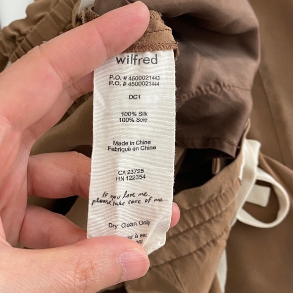 Aritzia wilfred tan marais silk pant sz 0 preowned - Picture 8 of 13